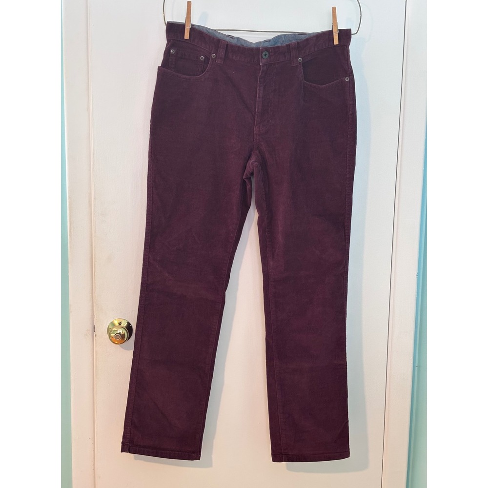 LL Bean Mens 34x32 Standard Fit Corduroy Pants Plum Purple 502837 Stretch